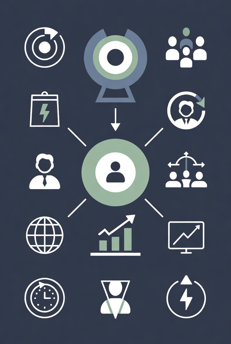 Schemat powiązań celów jakościowych z procesami, kompetencjami pracowników, monitorowaniem wyników i ciągłym doskonaleniem w systemie zarządzania jakością